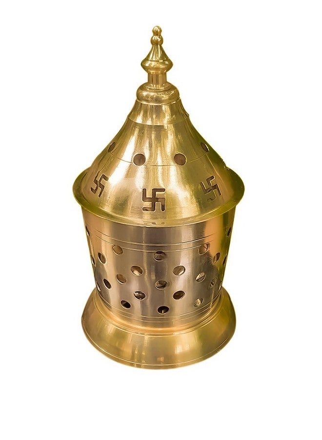 SVShoperzone Brass Akhand Diya with Jyoti Diya Cover Divi Oil Lamp for Temple Spiritual Oil Wick Lamp (Small) - Image 1